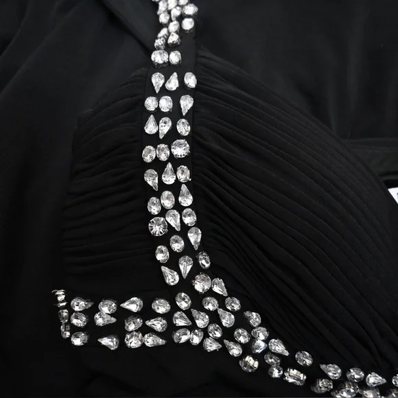 JS Boutique Women's 8 Black Rhinestone Embellished Evening Gown - Picture 8 of 11